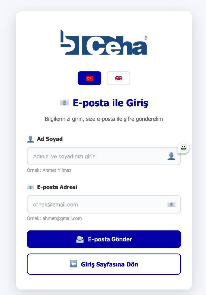 E-posta ile Giriş Ekranı